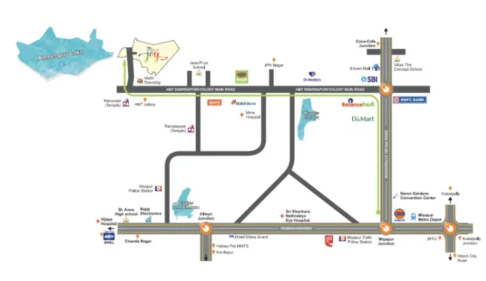 Urbanrise Sky Habitat Location map with birds eye view image by Alliance Group in Miyapur, Hyderabad